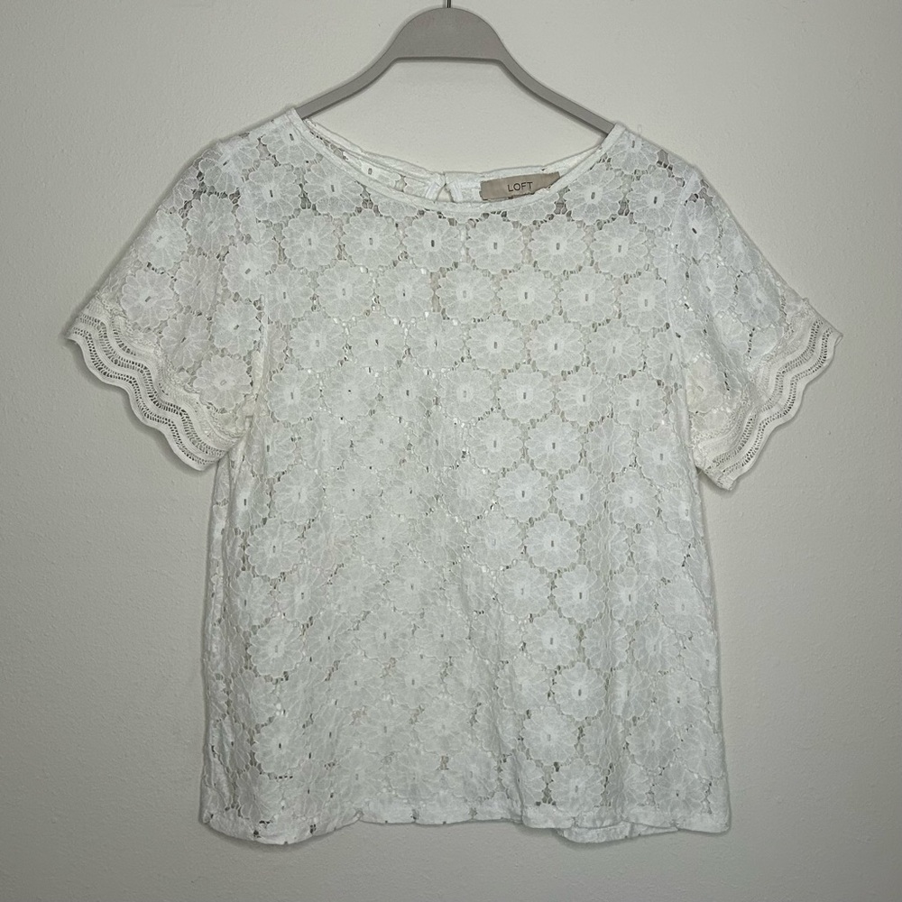 LOFT Size S White Lace Women's Top